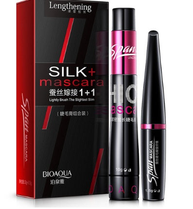 Silk Grafted Fiber Mascara Set Double Tube Waterproof Thick and Not Smudged Long Makeup Cosmetics