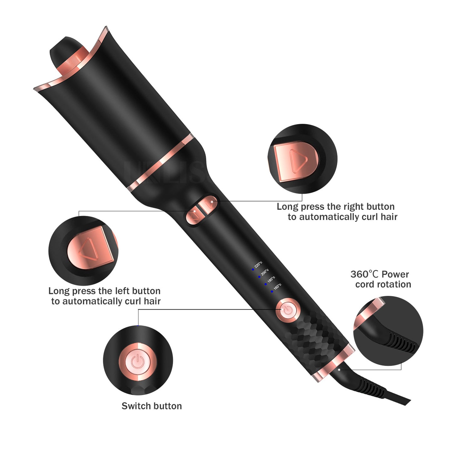 Fully Automatic Charging Smart Wireless Portable Curling Iron