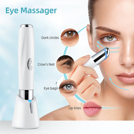 Eye And Face Massager Tool Wand Pen, Portable Eye Lift Wand Heated Warm, Sonic Vibration Treatment For Puffy Eyes Dark Circles Eye Bags Electric Eye Massager Wand Eye Massage Pen Anti Aging